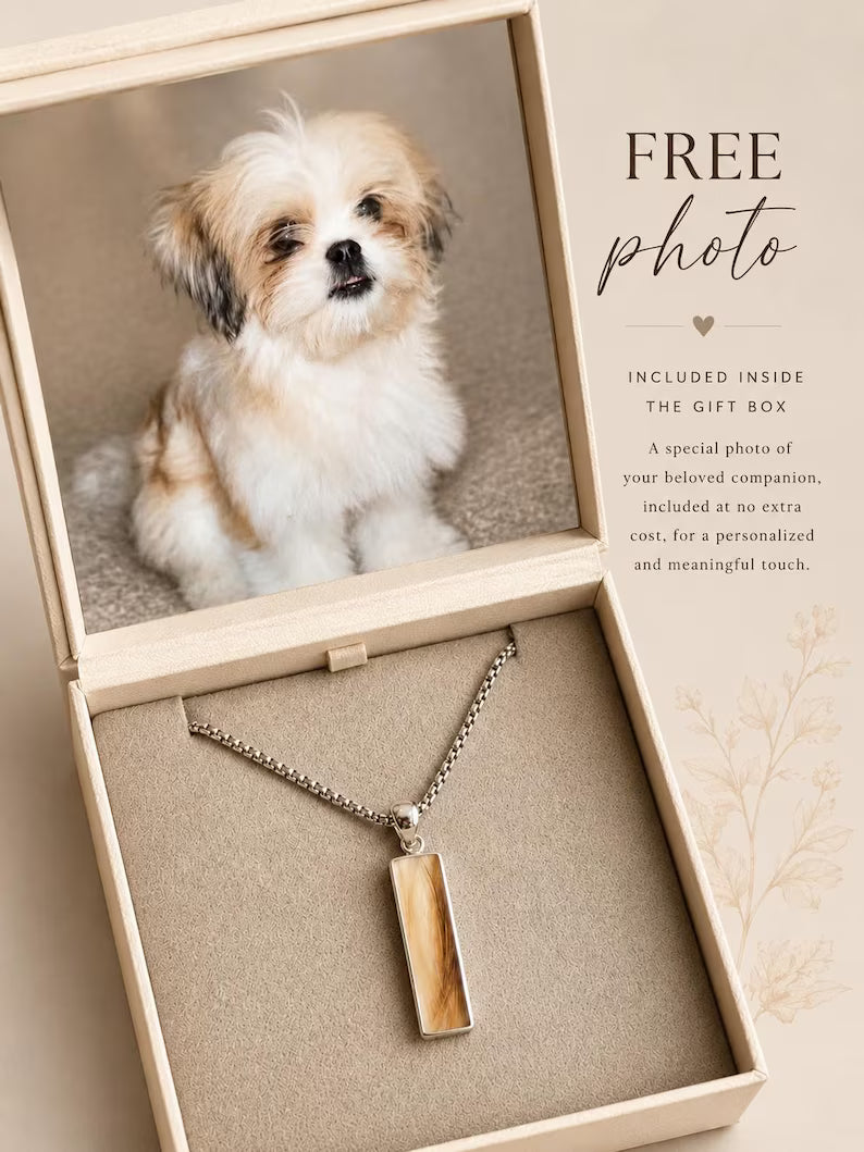 Luck of Fur - Sterling Silver Memorial Necklace - Custom Fur Ash Keepsake