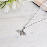 Load image into Gallery viewer, Elegant Crystal Bee Pendant Necklace - Vintage Inspired Silver Insect Jewelry