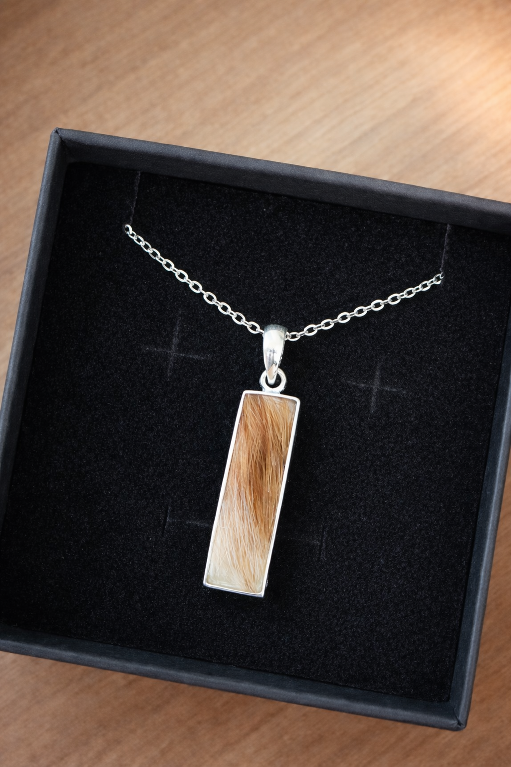 Simple Bar Lock of Fur Necklace, Modern and Minimalist Pet Memorial Keepsake Jewelry
