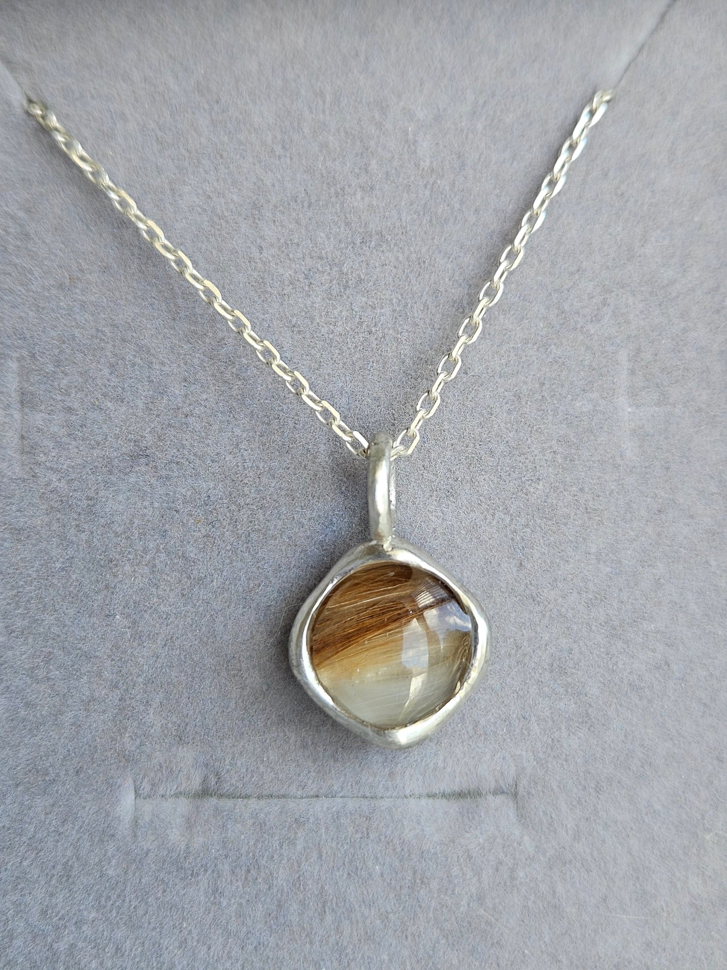 Organic Shaped Pet Fur Keepsake Necklace, Dog Fur Memorial Jewelry, Cat Fur Keepsake Pendant Necklace
