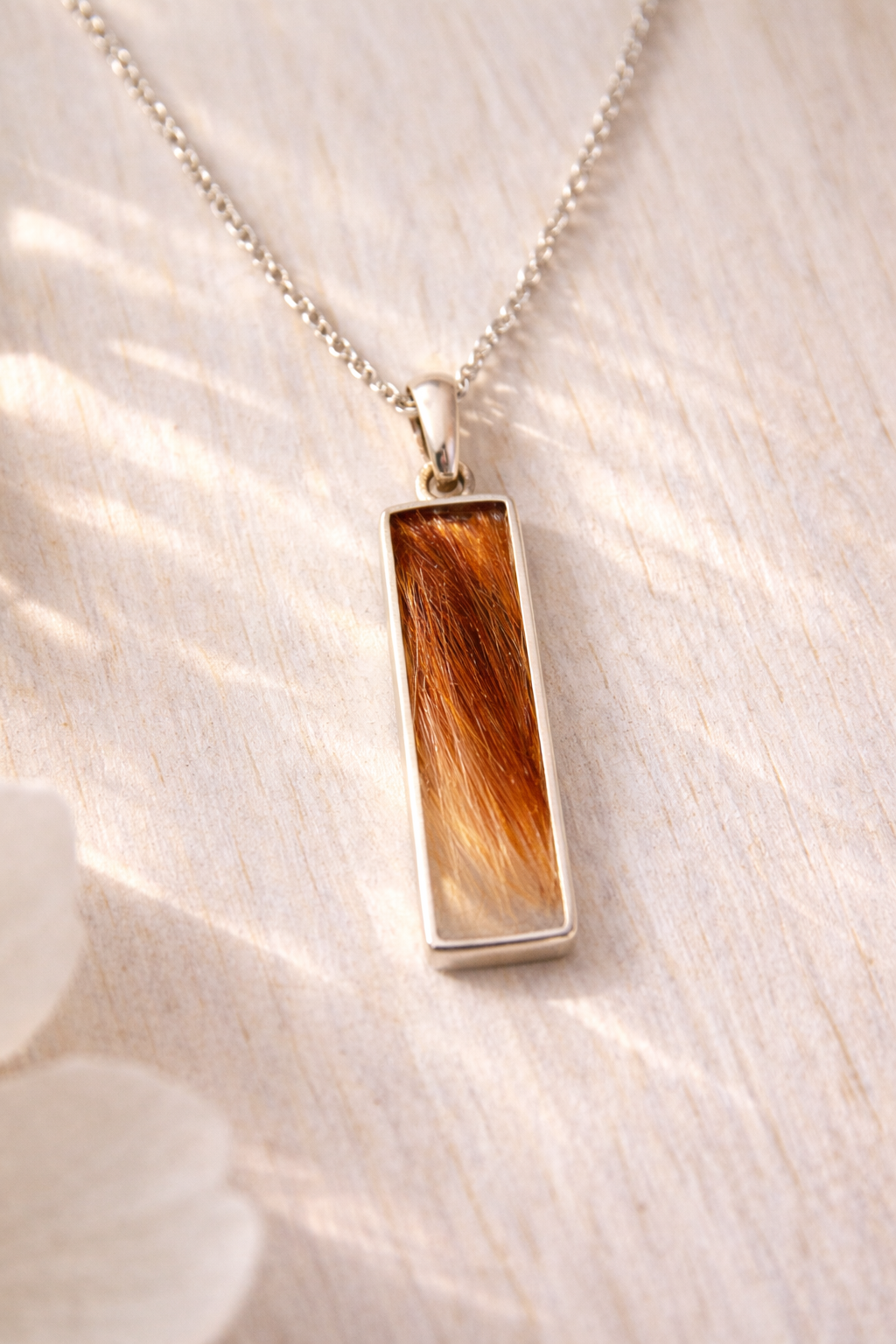 Simple Bar Lock of Fur Necklace, Modern and Minimalist Pet Memorial Keepsake Jewelry