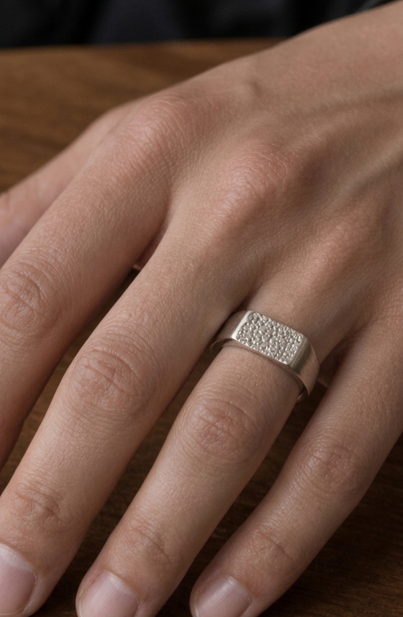 Element- Minimalist Pet Imprint Ring, Men's Pet Memorial Ring, Unisex Dog Nose Ring, Gift for Him
