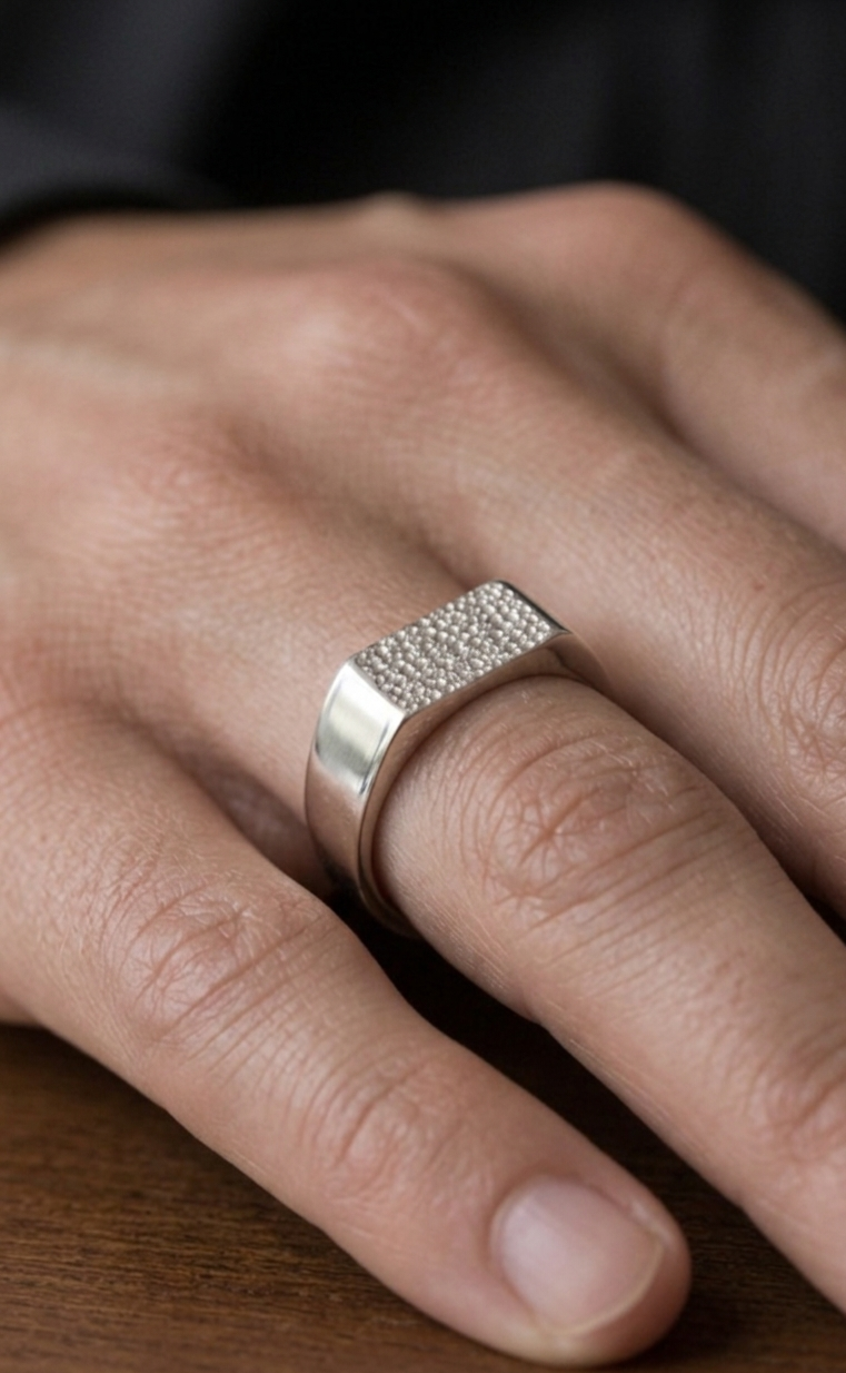 Element- Minimalist Pet Imprint Ring, Men's Pet Memorial Ring, Unisex Dog Nose Ring, Gift for Him
