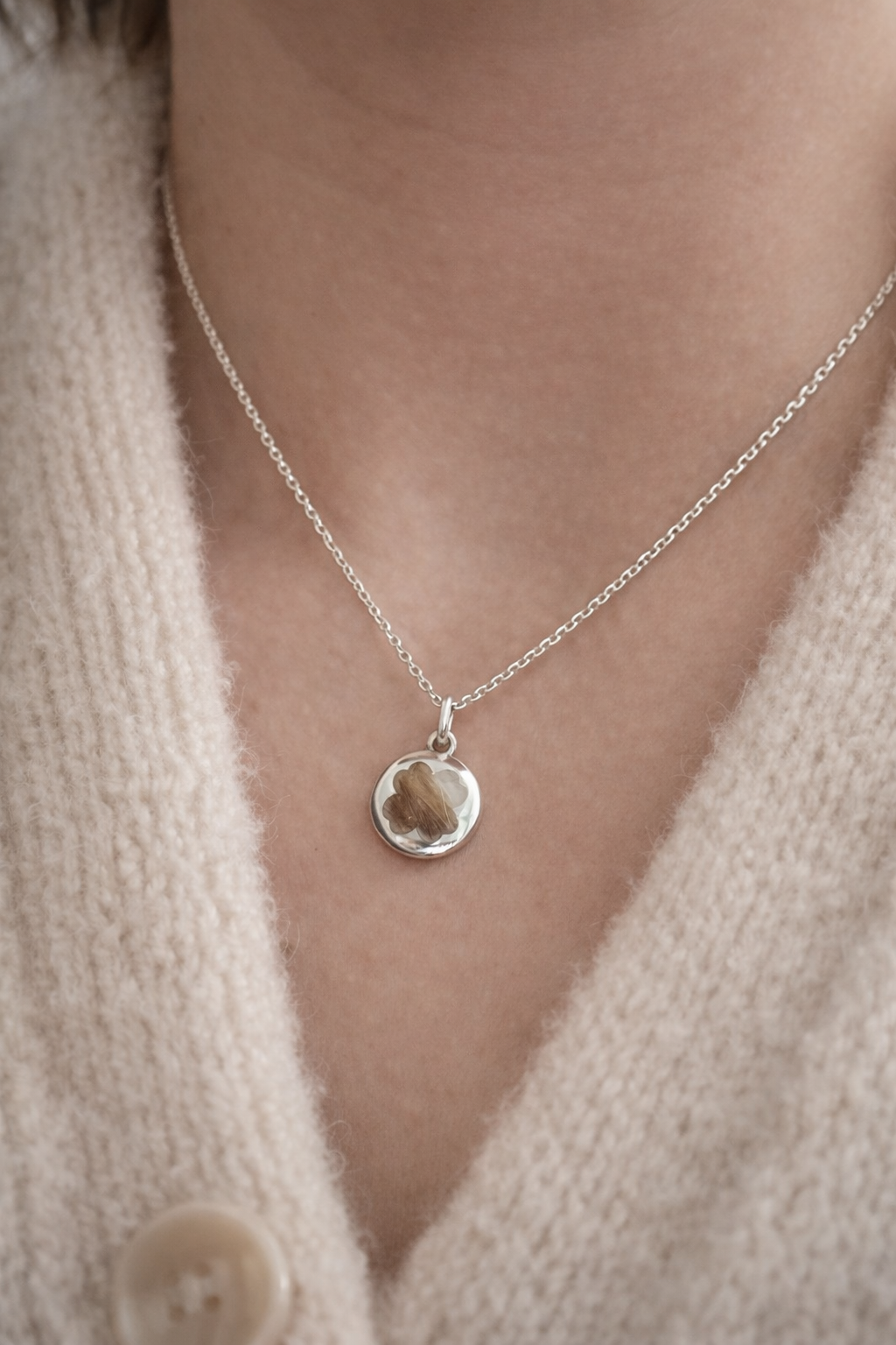 Luck of Fur - Sterling Silver Memorial Necklace - Custom Fur Ash Keepsake