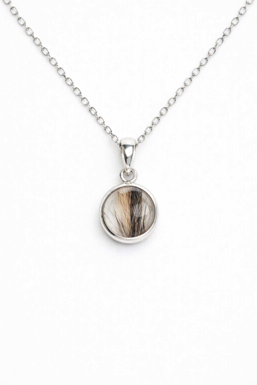 Circle of Love Necklace - Custom Designed Simple Round Lock of Fur Necklace