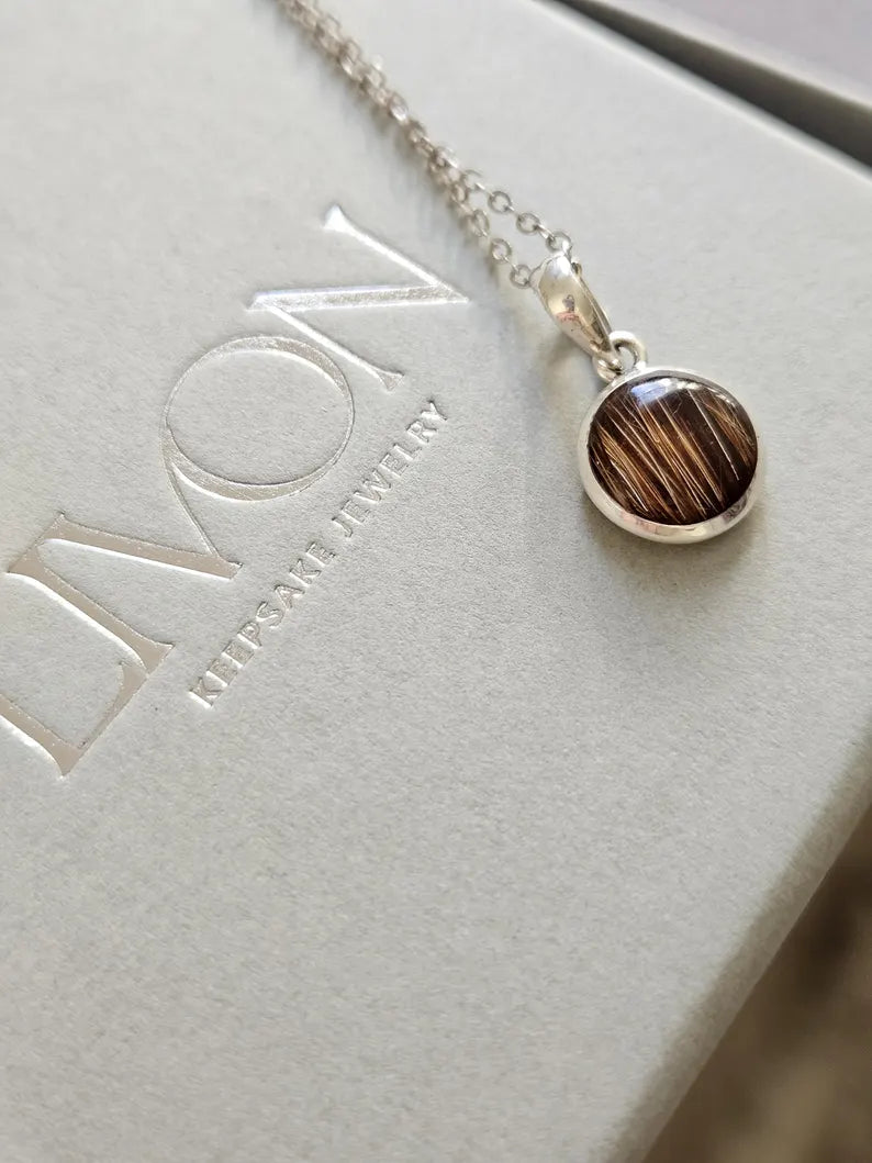Circle of Love Necklace - Custom Designed Simple Round Lock of Fur Necklace