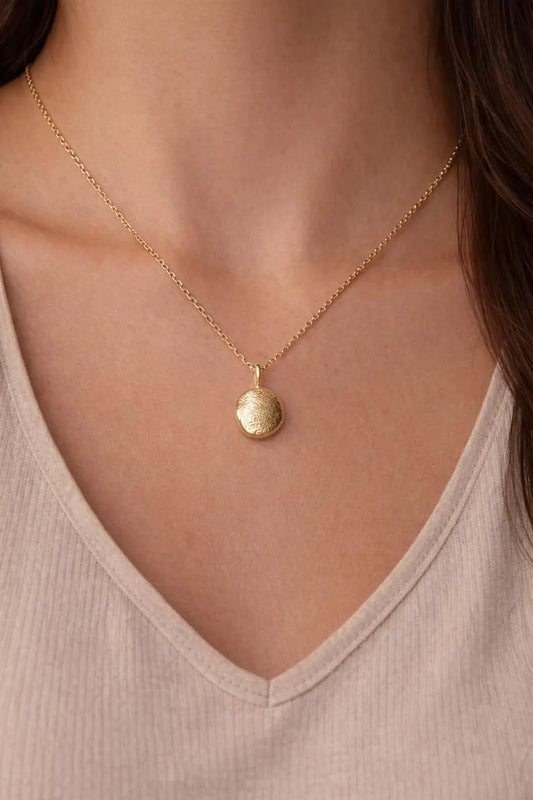 Solid Gold Real Pet Nose / Paw Imprint Pendant Necklace, 10k / 14k Yellow or Rose Gold, Pet Memorial Keepsake, Pet Loss Gift