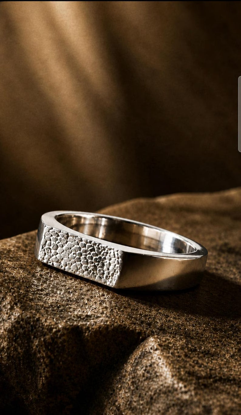 Element- Minimalist Pet Imprint Ring, Men's Pet Memorial Ring, Unisex Dog Nose Ring, Gift for Him