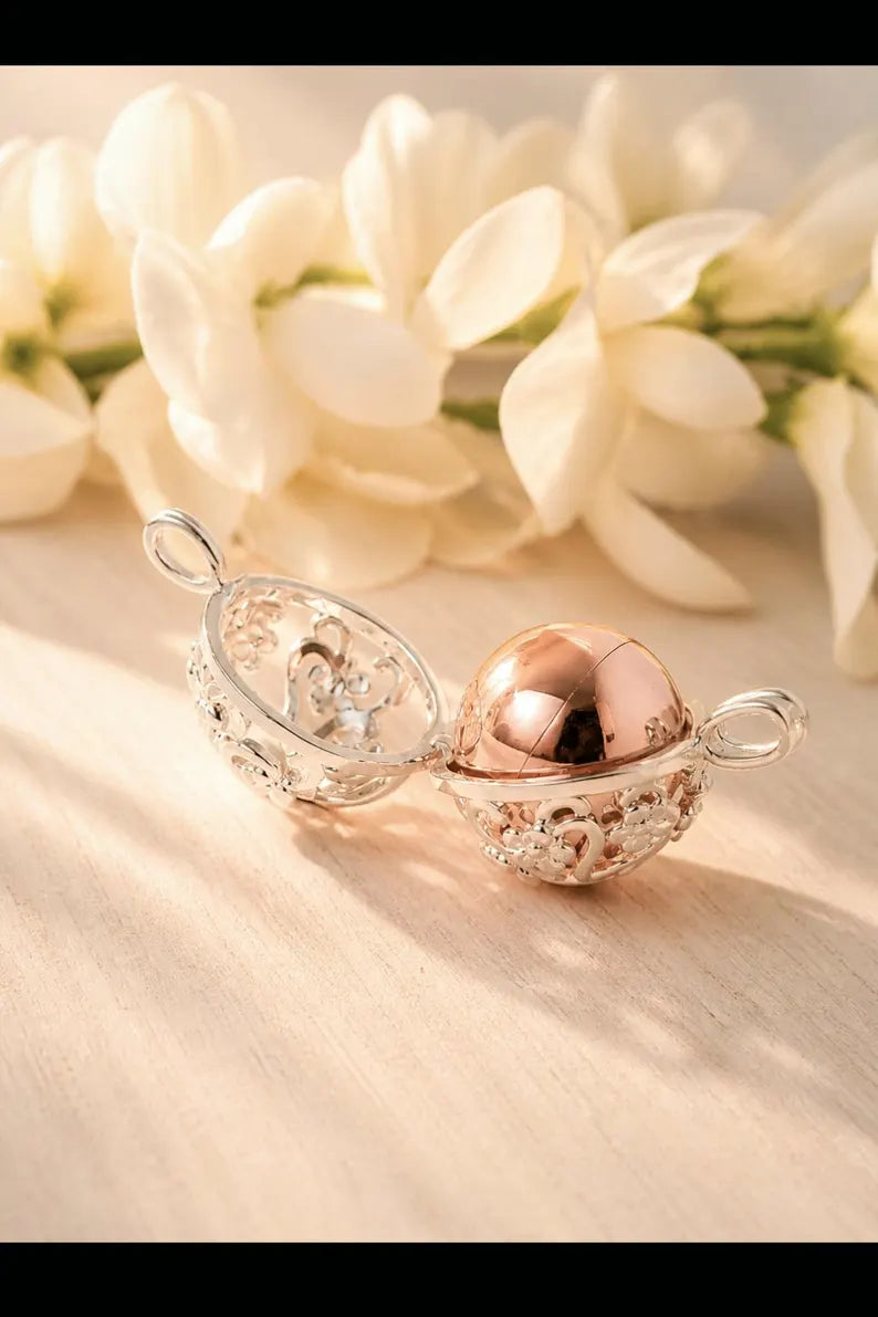 Meet Me in the Blossom - Floral Cage Urn Ball Necklace, Keepsake for Ashes