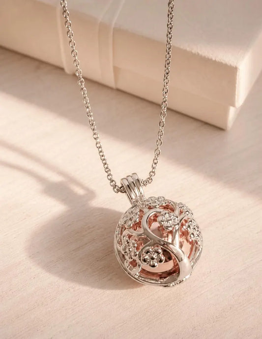 Meet Me in the Blossom - Floral Cage Urn Ball Necklace, Keepsake for Ashes