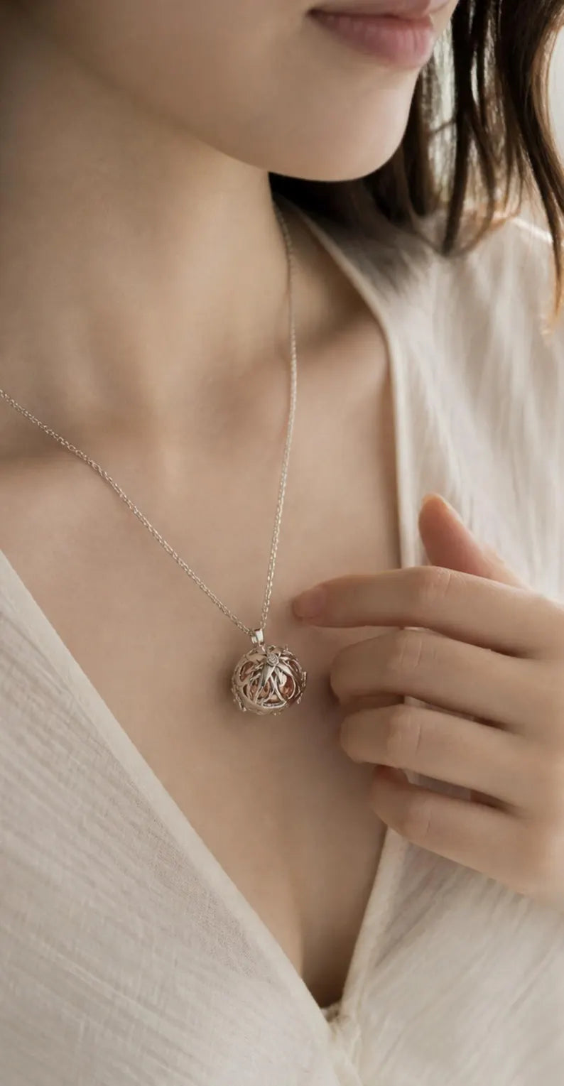 Elegant Memorial Starburst Urn Ball Necklace – Keepsake for Ashes