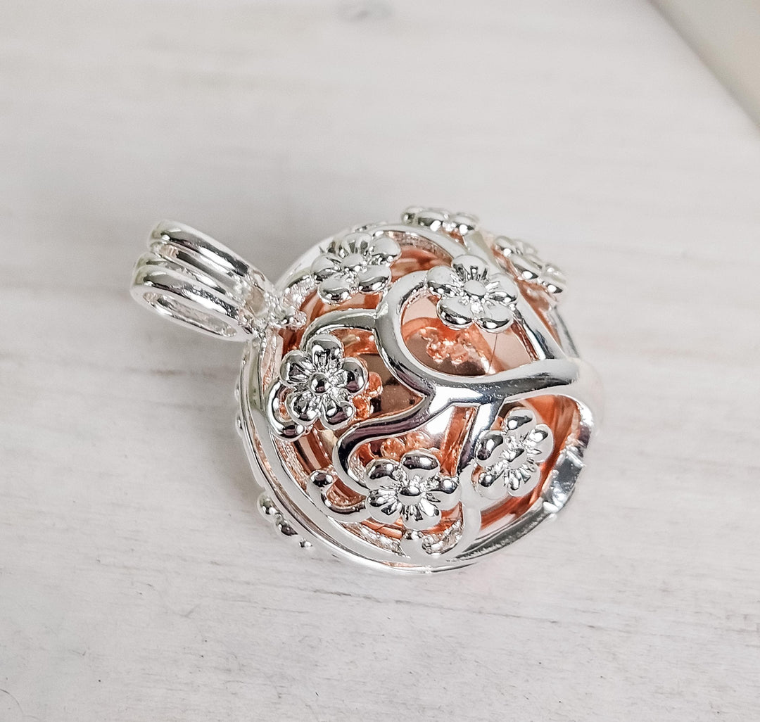 Meet Me in the Blossom - Floral Cage Urn Ball Necklace, Keepsake for Ashes, Cremation Necklace, Grief Gift