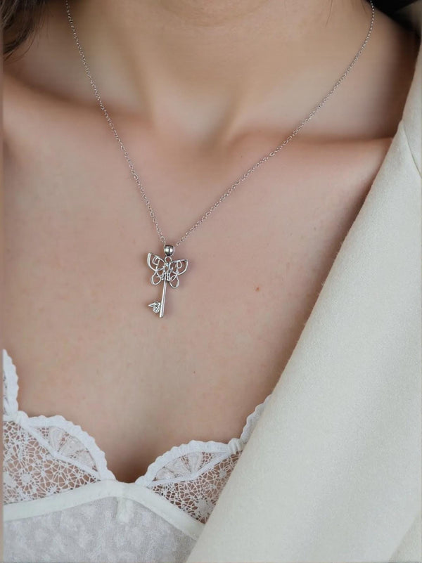 The Key to Freedom - Celtic Butterfly Key Pendant Necklace