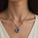 Load image into Gallery viewer, Blue Heart Crystal Urn Pendant Necklace in Sterling Silver, Cremation Jewelry for Ashes, Memorial Gift for Human, Pet, Comforting Gift
