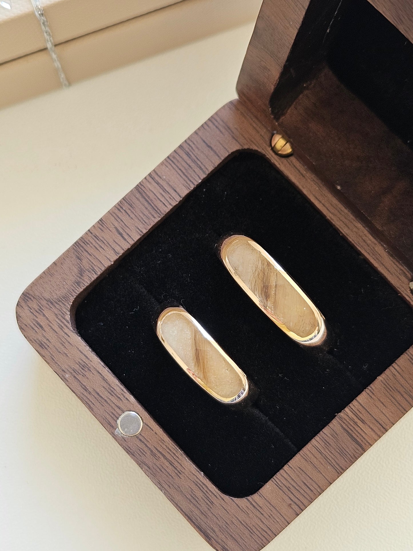 Couple's Classic Capsule Ring - Set of 2, Lock of Fur Keepsake Bands