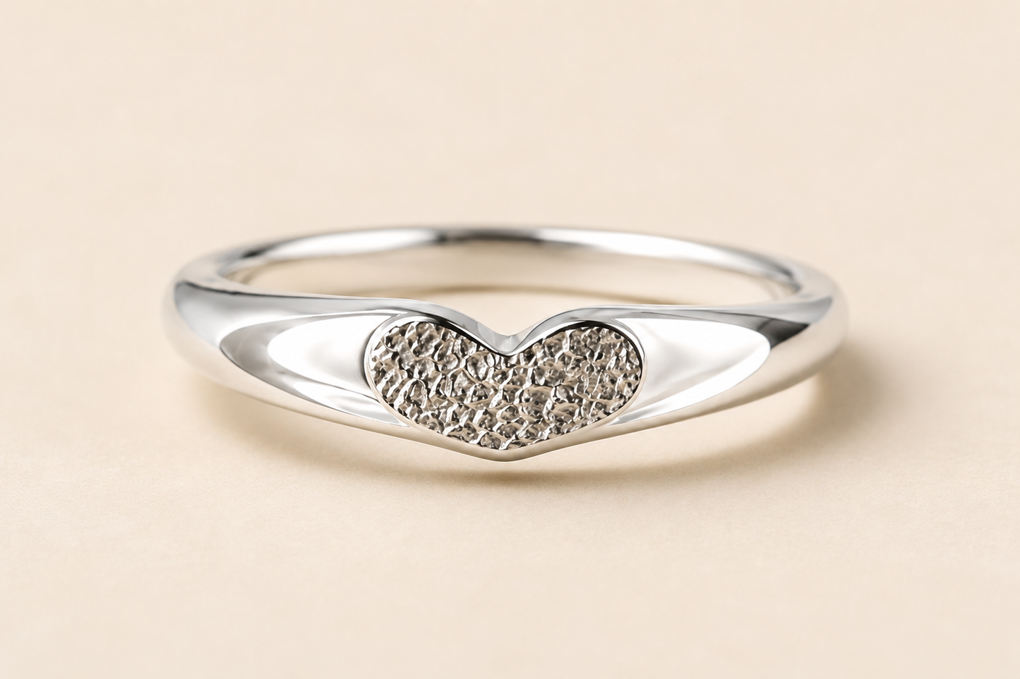 EVERING - Handmade Heart-shaped Nose / Fingerprint Ring, Custom Imprint Memorial Ring