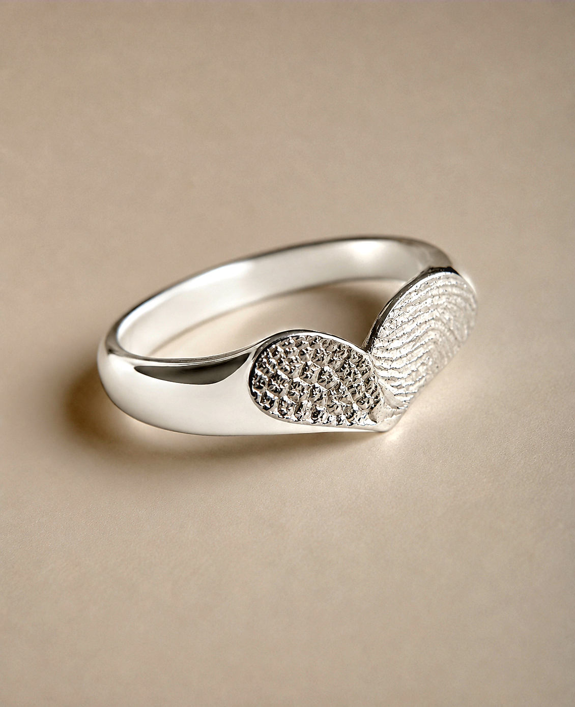 EVERING - Handmade Heart-shaped Nose / Fingerprint Ring, Custom Imprint Memorial Ring