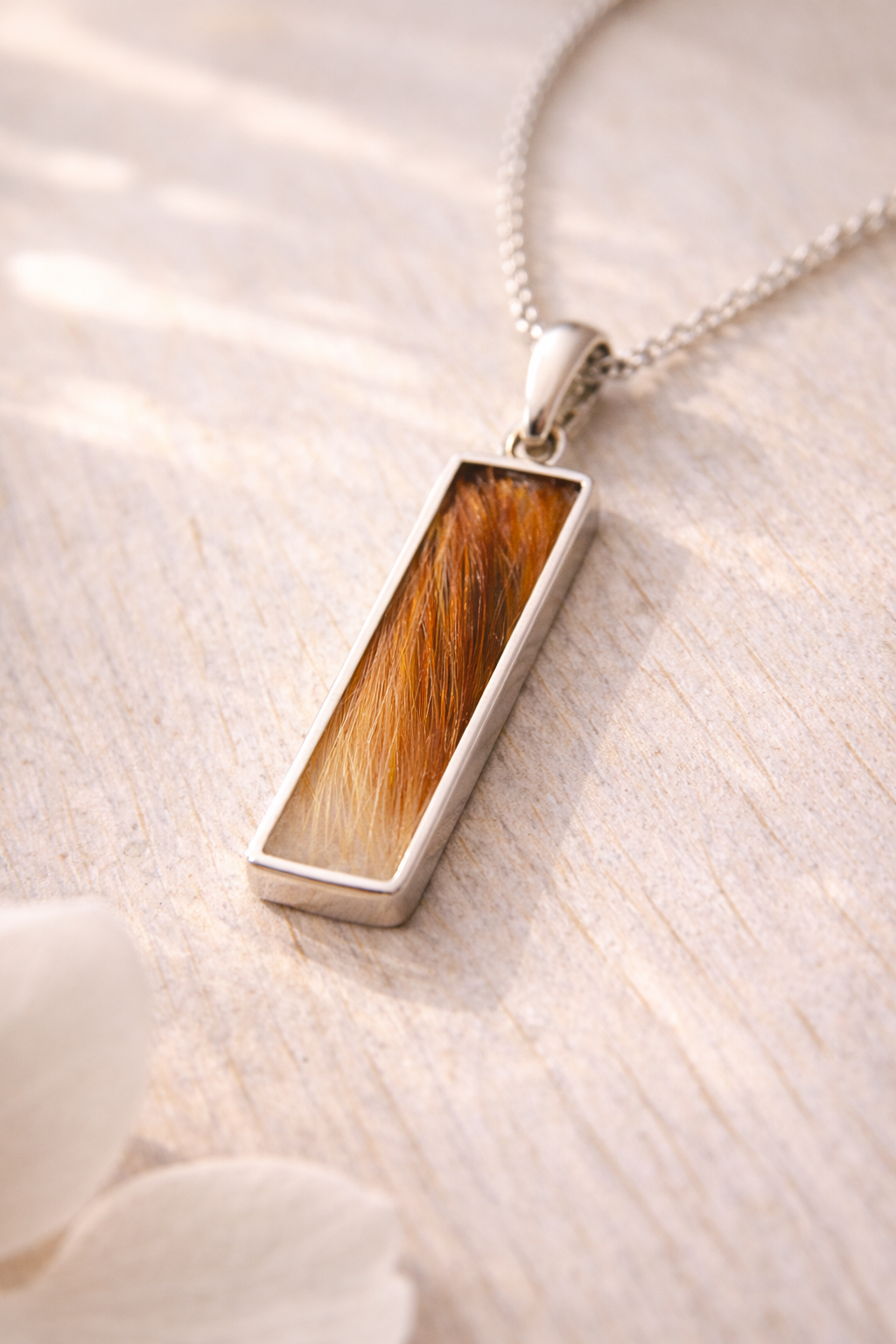 Simple Bar Lock of Fur Necklace, Modern and Minimalist Pet Memorial Keepsake Jewelry